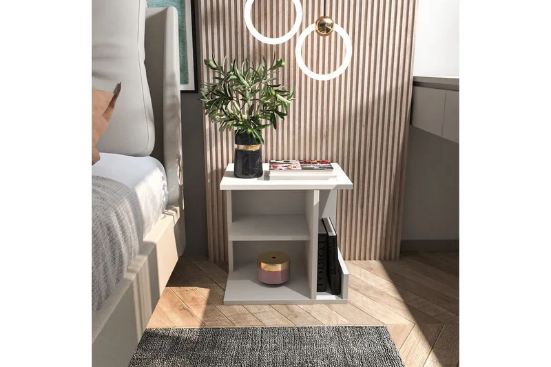 Lorik Yöpöytä 45 cm - Valkoinen - Huonekalut - Pöytä & ruokailuryhmä - Apupöytä & sivupöytä - Yöpöytä