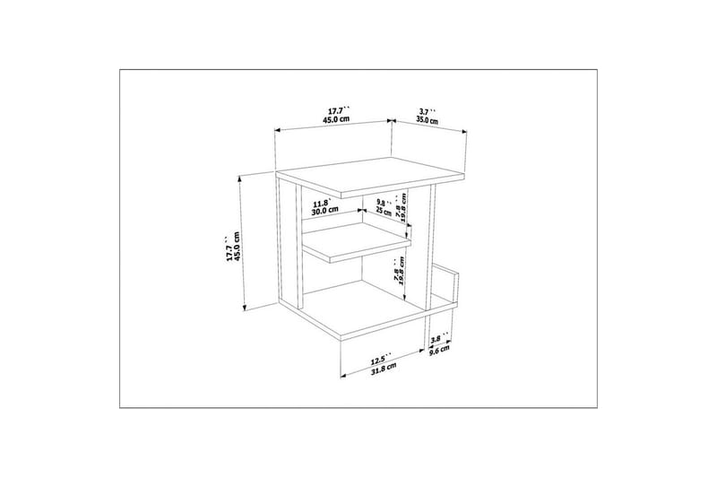 Lorik Yöpöytä 45 cm - Valkoinen - Huonekalut - Pöytä & ruokailuryhmä - Apupöytä & sivupöytä - Yöpöytä