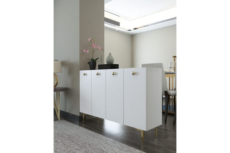 Mangvar Konsolipöytä 120 cm - Valkoinen/Kulta - Huonekalut - Pöytä & ruokailuryhmä - Apupöytä & sivupöytä - Konsolipöytä