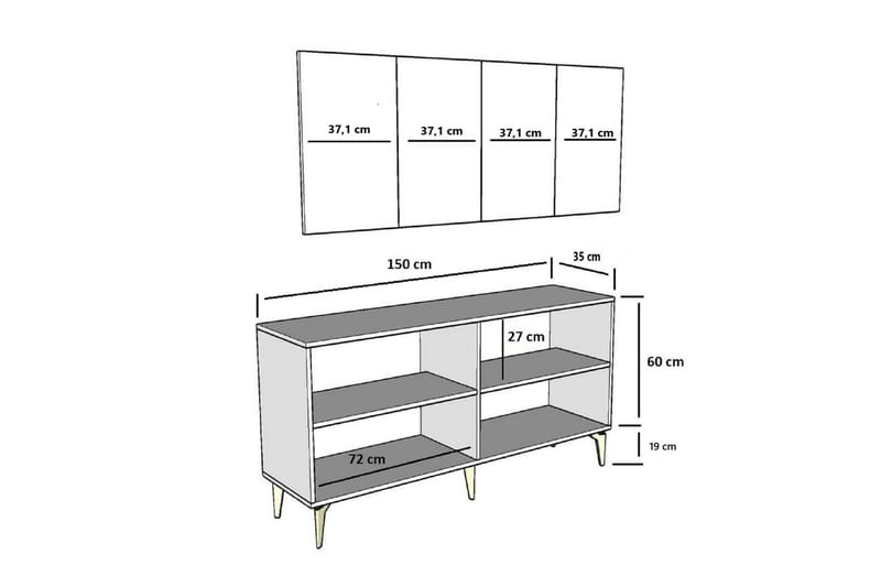 Maren Konsolipöytä 150 cm - Tammi/Valkoinen - Huonekalut - Pöytä & ruokailuryhmä - Apupöytä & sivupöytä - Konsolipöytä