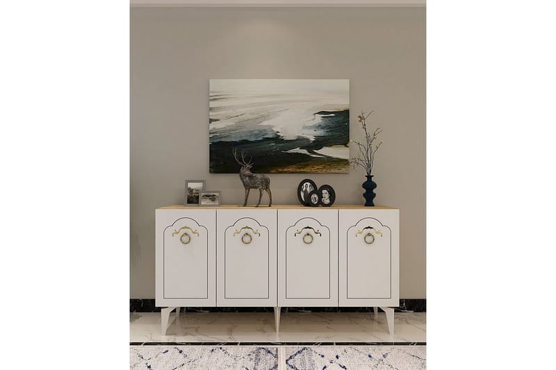 Maren Konsolipöytä 150 cm - Tammi/Valkoinen - Huonekalut - Pöytä & ruokailuryhmä - Apupöytä & sivupöytä - Konsolipöytä