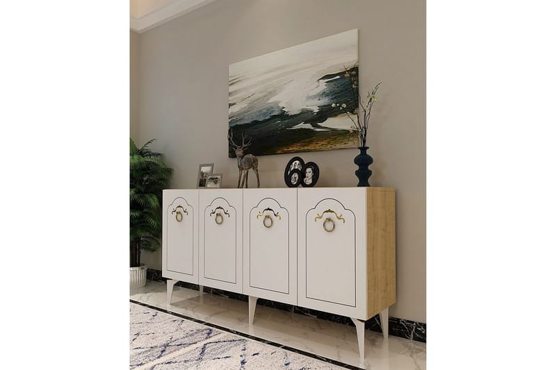 Maren Konsolipöytä 150 cm - Tammi/Valkoinen - Huonekalut - Pöytä & ruokailuryhmä - Apupöytä & sivupöytä - Konsolipöytä