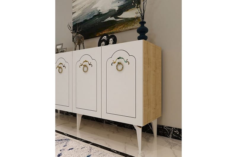 Maren Konsolipöytä 150 cm - Tammi/Valkoinen - Huonekalut - Pöytä & ruokailuryhmä - Apupöytä & sivupöytä - Konsolipöytä