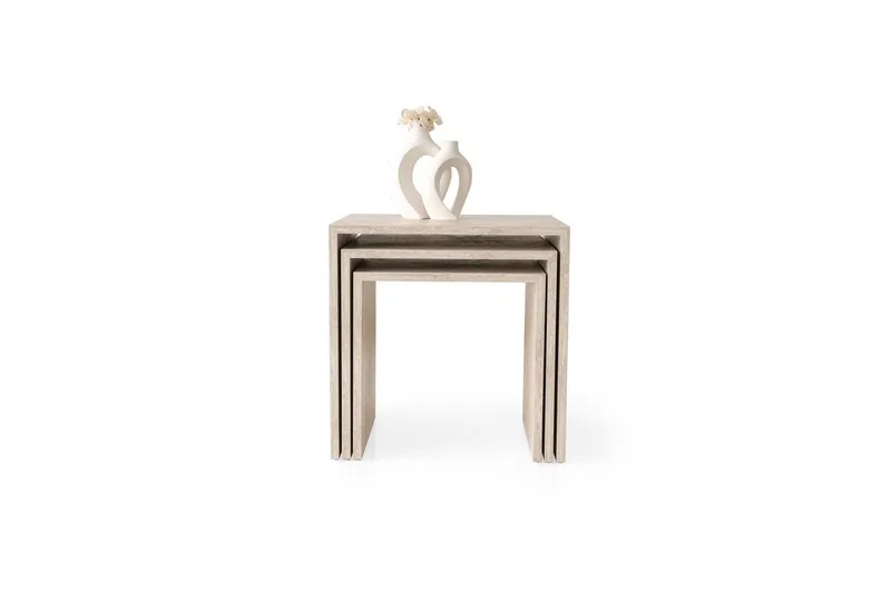 Miraen Pöytäsarja 50 cm - Travertiini - Huonekalut - Pöytä & ruokailuryhmä - Apupöytä & sivupöytä - Sarjapöytä