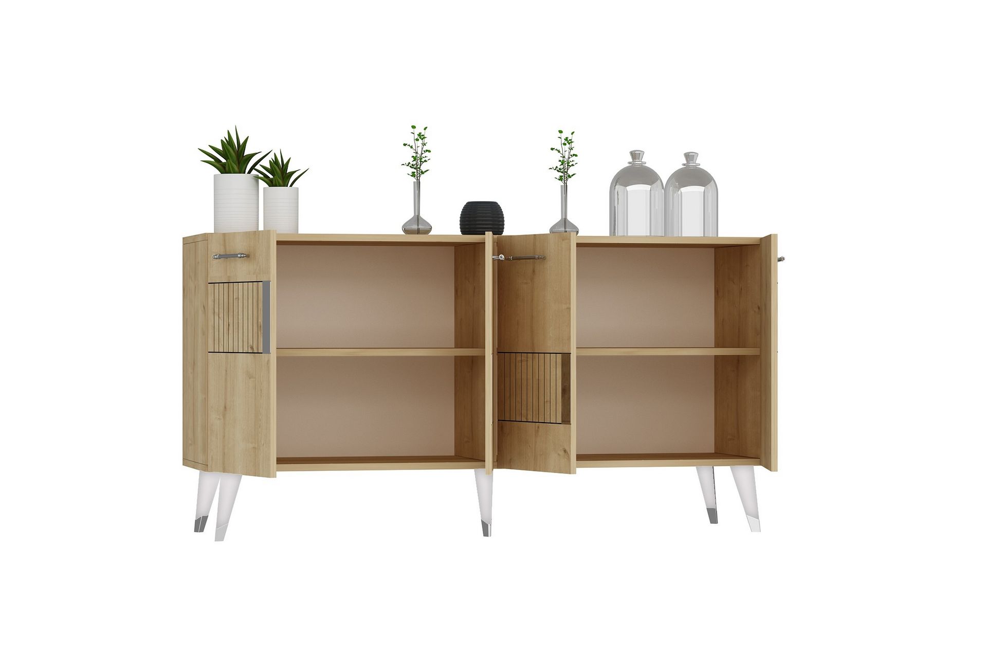 Moda Konsolipöytä 150 cm - Ruskea/Tammi/Hopea - Huonekalut - Pöytä & ruokailuryhmä - Apupöytä & sivupöytä - Konsolipöytä