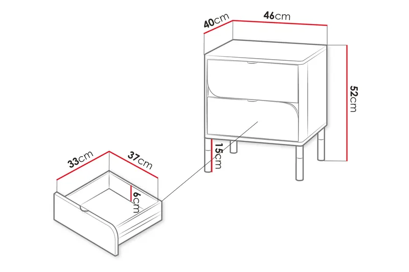 Monfort Yöpöytä 46 cm - Beige - Huonekalut - Pöytä & ruokailuryhmä - Apupöytä & sivupöytä - Yöpöytä