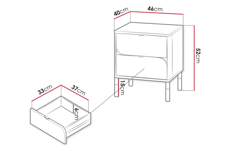 Monfort Yöpöytä 46 cm - Beige - Huonekalut - Pöytä & ruokailuryhmä - Apupöytä & sivupöytä - Yöpöytä