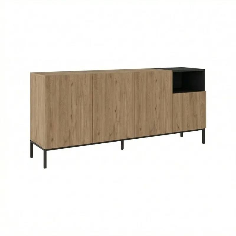 Morlen konsolipöytä 180x80x41,8 cm - Natural Oak, Wood Black, Sandstone - Huonekalut - Pöytä & ruokailuryhmä - Apupöytä & sivupöytä - Eteispöytä