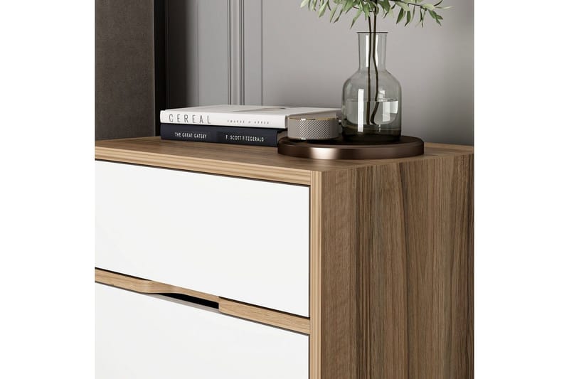 Munna Yöpöytä 54 cm - Pähkinä/Valkoinen - Huonekalut - Pöytä & ruokailuryhmä - Apupöytä & sivupöytä - Yöpöytä