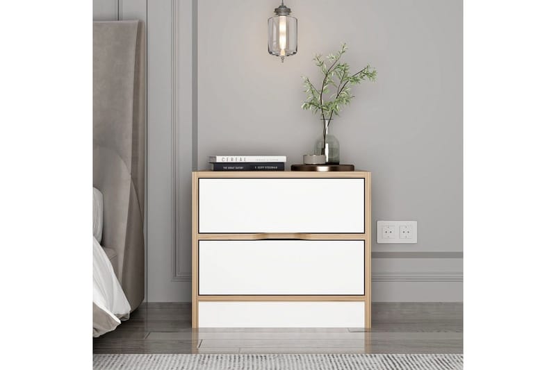 Munna Yöpöytä 54 cm - Pähkinä/Valkoinen - Huonekalut - Pöytä & ruokailuryhmä - Apupöytä & sivupöytä - Yöpöytä