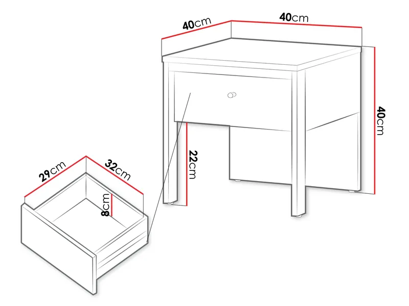 Navron Yöpöytä 40 cm - Beige/Musta - Huonekalut - Pöytä & ruokailuryhmä - Apupöytä & sivupöytä - Yöpöytä