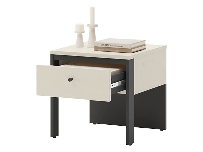 Navron Yöpöytä 40 cm - Beige/Musta - Huonekalut - Pöytä & ruokailuryhmä - Apupöytä & sivupöytä - Yöpöytä