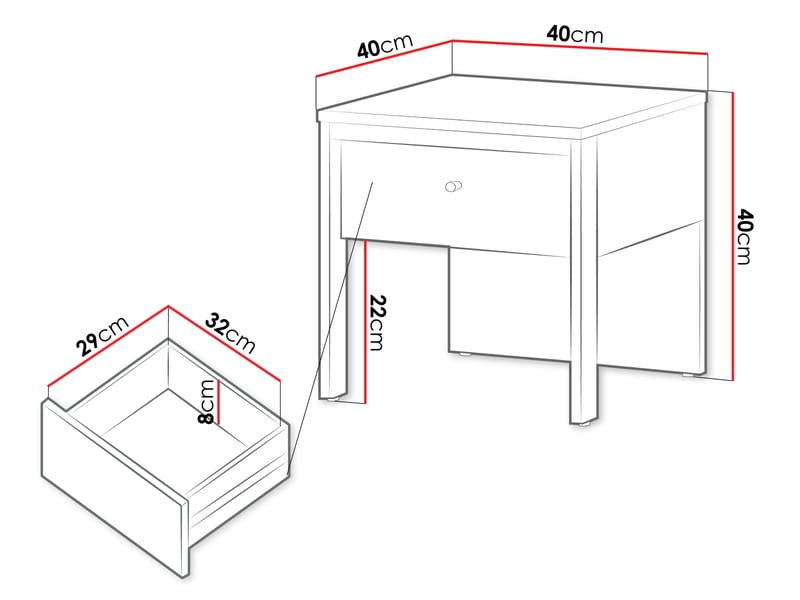 Navron Yöpöytä 40 cm - Beige/Musta - Huonekalut - Pöytä & ruokailuryhmä - Apupöytä & sivupöytä - Yöpöytä