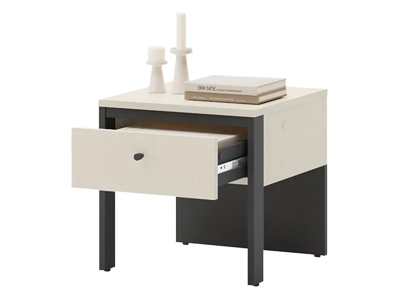 Navron Yöpöytä 40 cm - Beige/Musta - Huonekalut - Pöytä & ruokailuryhmä - Apupöytä & sivupöytä - Yöpöytä