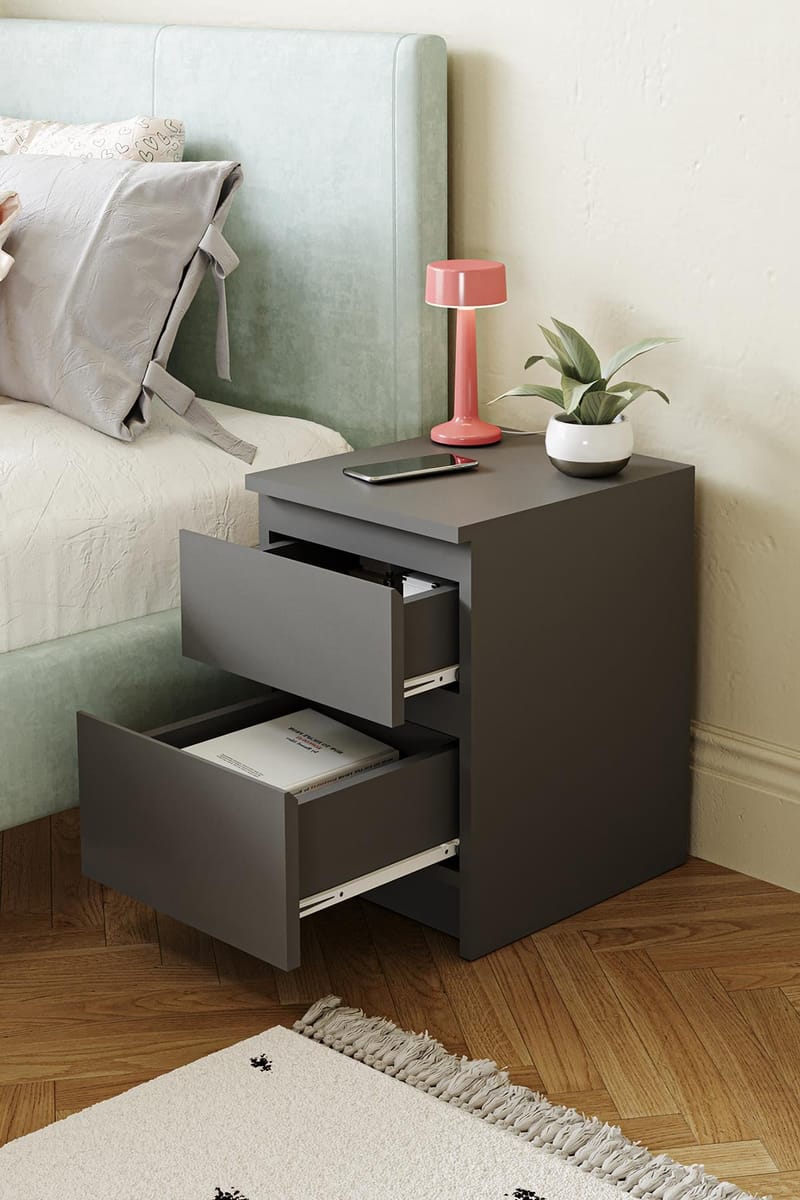 Nightstand Hanah Home Antrasiitti - Huonekalut - Pöytä & ruokailuryhmä - Apupöytä & sivupöytä - Yöpöytä