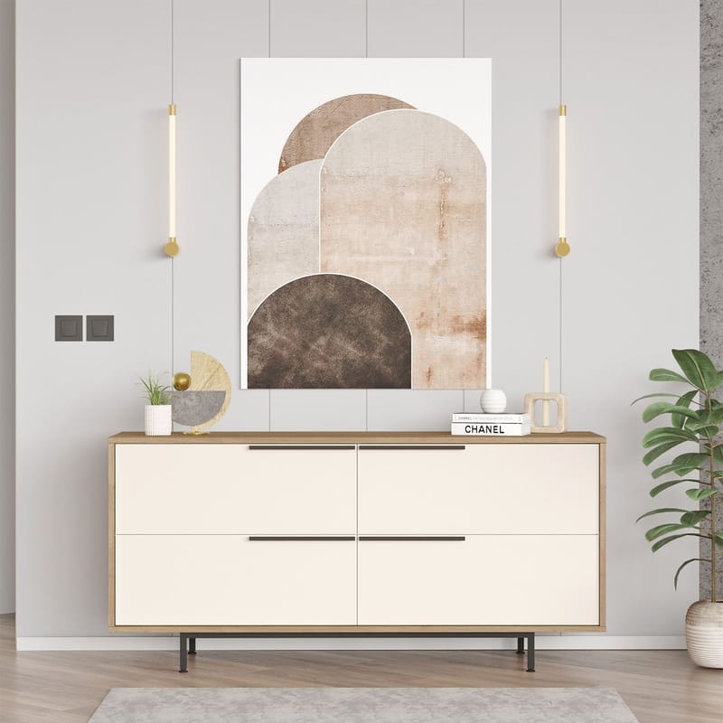 Nilena konsolipöytä 160x74,3x44,5 cm - Tammi ja valkoinen - Huonekalut - Pöytä & ruokailuryhmä - Apupöytä & sivupöytä - Eteispöytä