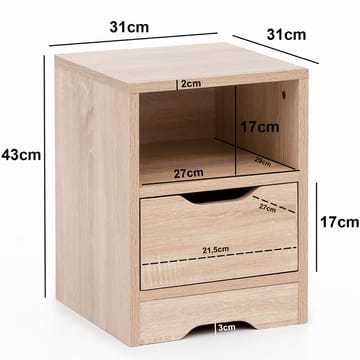 Norira-yöpöytä 31 cm - vaalea tammi - Huonekalut - Pöytä & ruokailuryhmä - Apupöytä & sivupöytä - Yöpöytä