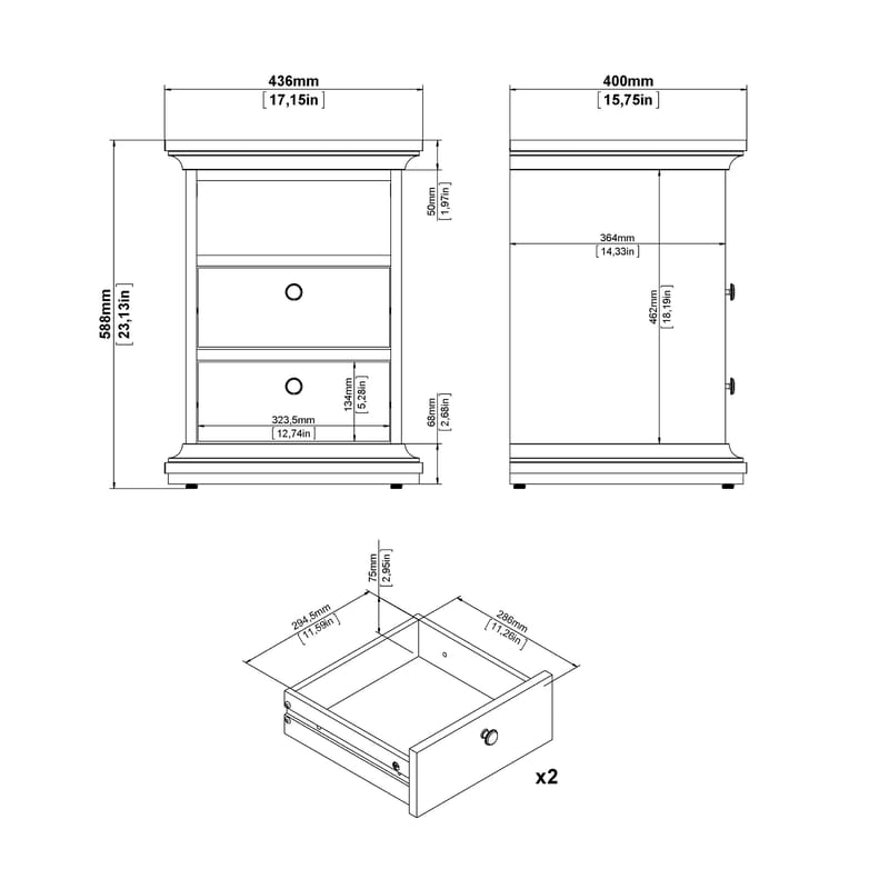 Paris yöpöytä 43x40x59 cm - Huonekalut - Pöytä & ruokailuryhmä - Apupöytä & sivupöytä - Yöpöytä