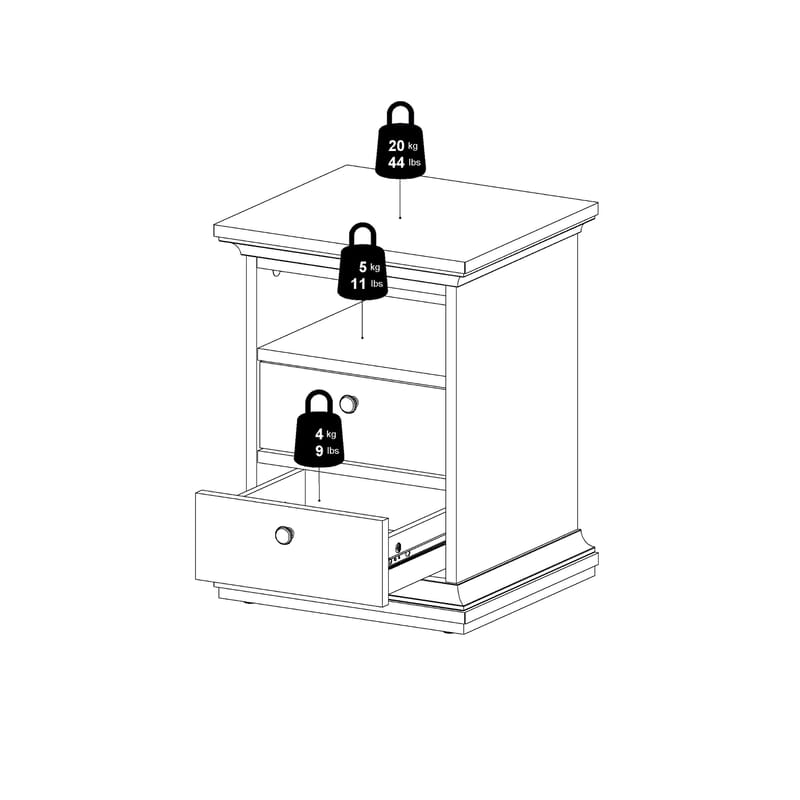 Paris yöpöytä 43x40x59 cm - Huonekalut - Pöytä & ruokailuryhmä - Apupöytä & sivupöytä - Yöpöytä