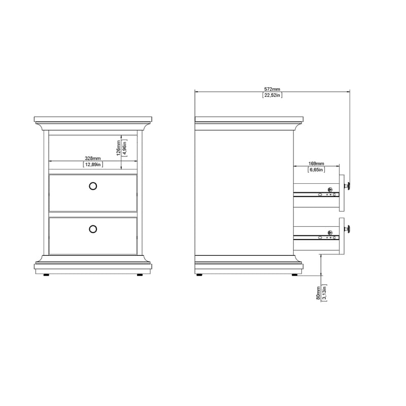Paris yöpöytä 43x40x59 cm - Huonekalut - Pöytä & ruokailuryhmä - Apupöytä & sivupöytä - Yöpöytä