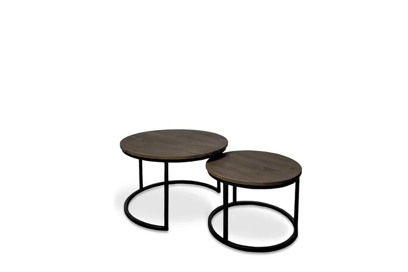 Portland Sarjapöytä 75 cm Pyöreä massiivipuuta, Tummanruskea/Musta