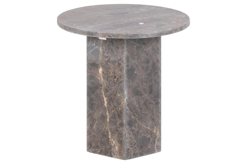 Prisa Pyöreä Sivupöytä Marmorikivestä 50 cm, Harmaa / Ruskea