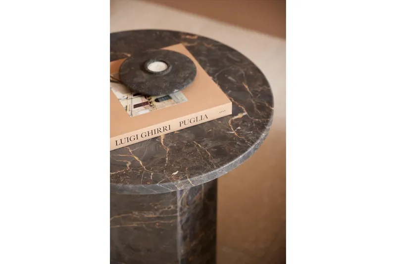Prisa Pyöreä Sivupöytä Marmorikivestä 50 cm - Harmaa / Ruskea - Huonekalut - Pöytä & ruokailuryhmä - Apupöytä & sivupöytä - Tarjotinpöytä & pikkupöytä