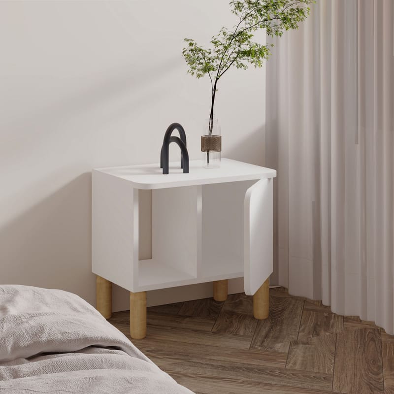 Relento yöpöytä 50x48,6x30 cm - Valkoinen - Huonekalut - Pöytä & ruokailuryhmä - Apupöytä & sivupöytä - Yöpöytä