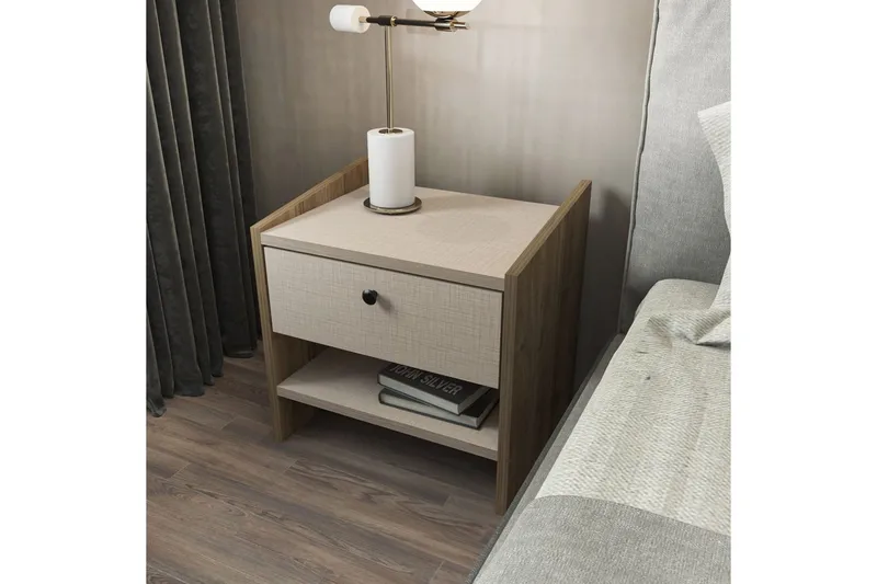 Retzow Yöpöytä - Pähkinä/Beige - Huonekalut - Pöytä & ruokailuryhmä - Apupöytä & sivupöytä - Yöpöytä
