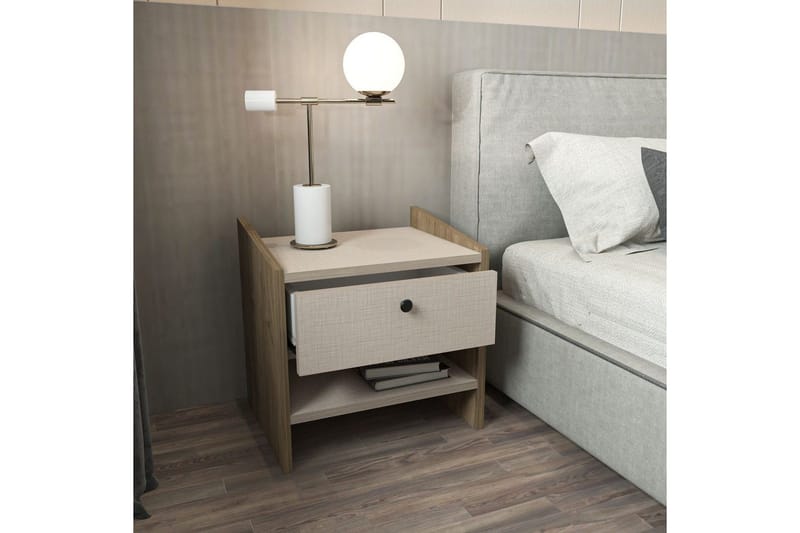 Retzow Yöpöytä - Pähkinä/Beige - Huonekalut - Pöytä & ruokailuryhmä - Apupöytä & sivupöytä - Yöpöytä