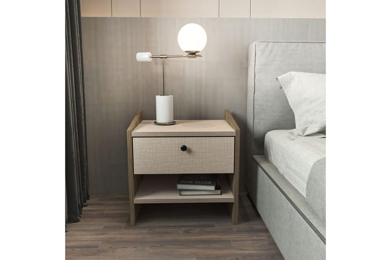 Retzow Yöpöytä - Pähkinä/Beige - Huonekalut - Pöytä & ruokailuryhmä - Apupöytä & sivupöytä - Yöpöytä