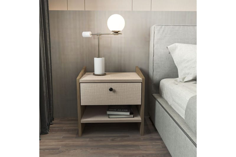 Retzow Yöpöytä - Pähkinä/Beige - Huonekalut - Pöytä & ruokailuryhmä - Apupöytä & sivupöytä - Yöpöytä