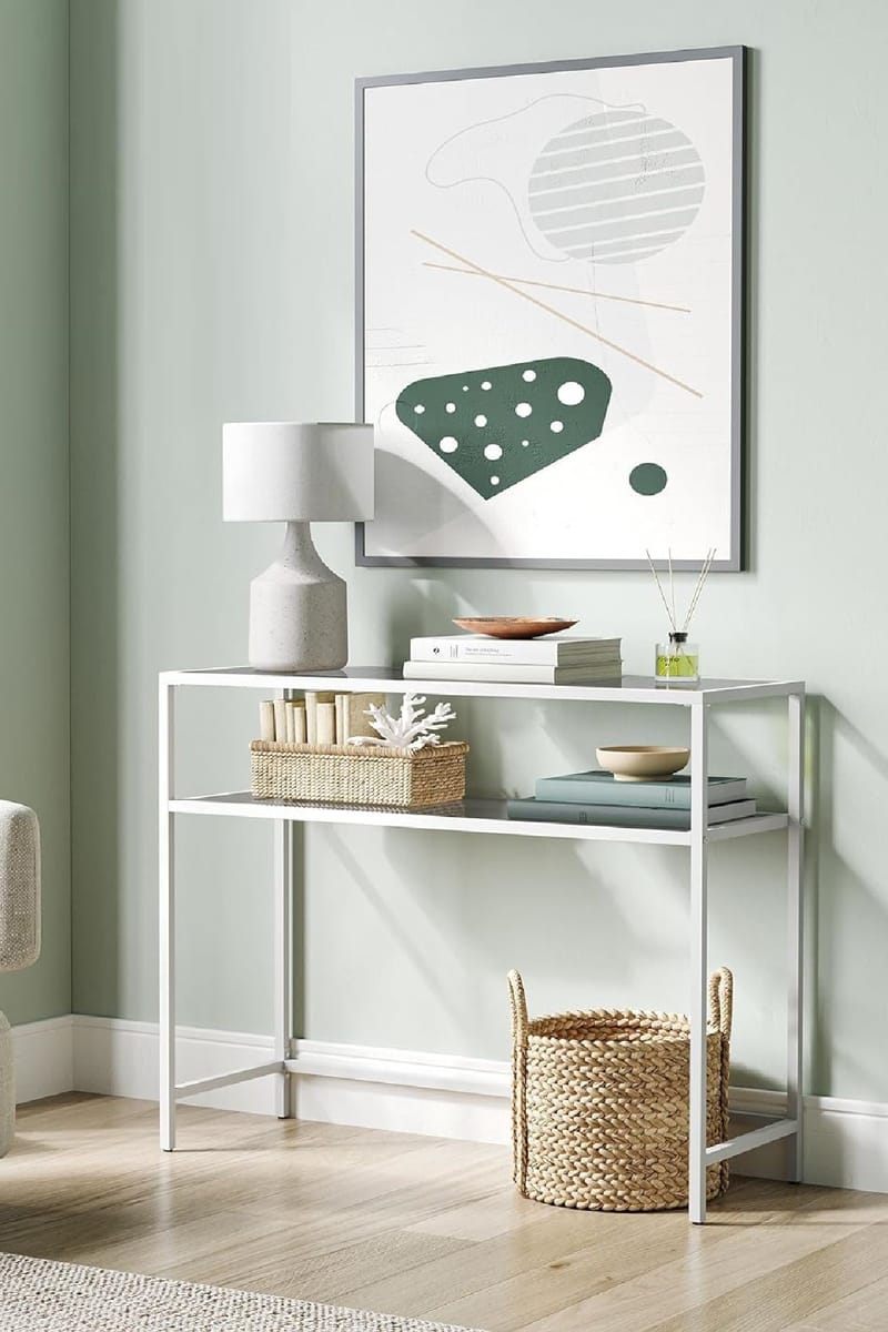 Rovena Lipasto 90 cm - Valkoinen ja läpinäkyvä - Huonekalut - Pöytä & ruokailuryhmä - Apupöytä & sivupöytä - Eteispöytä