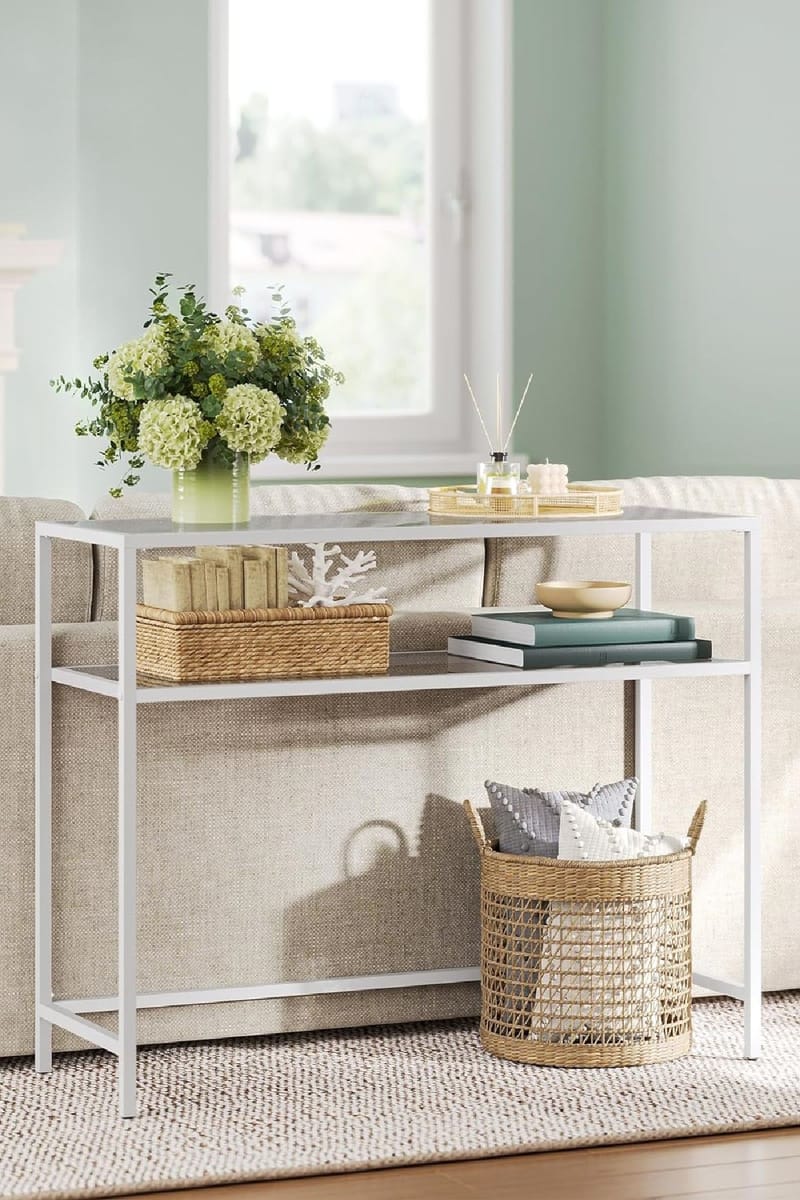 Rovena Lipasto 90 cm - Valkoinen ja läpinäkyvä - Huonekalut - Pöytä & ruokailuryhmä - Apupöytä & sivupöytä - Eteispöytä