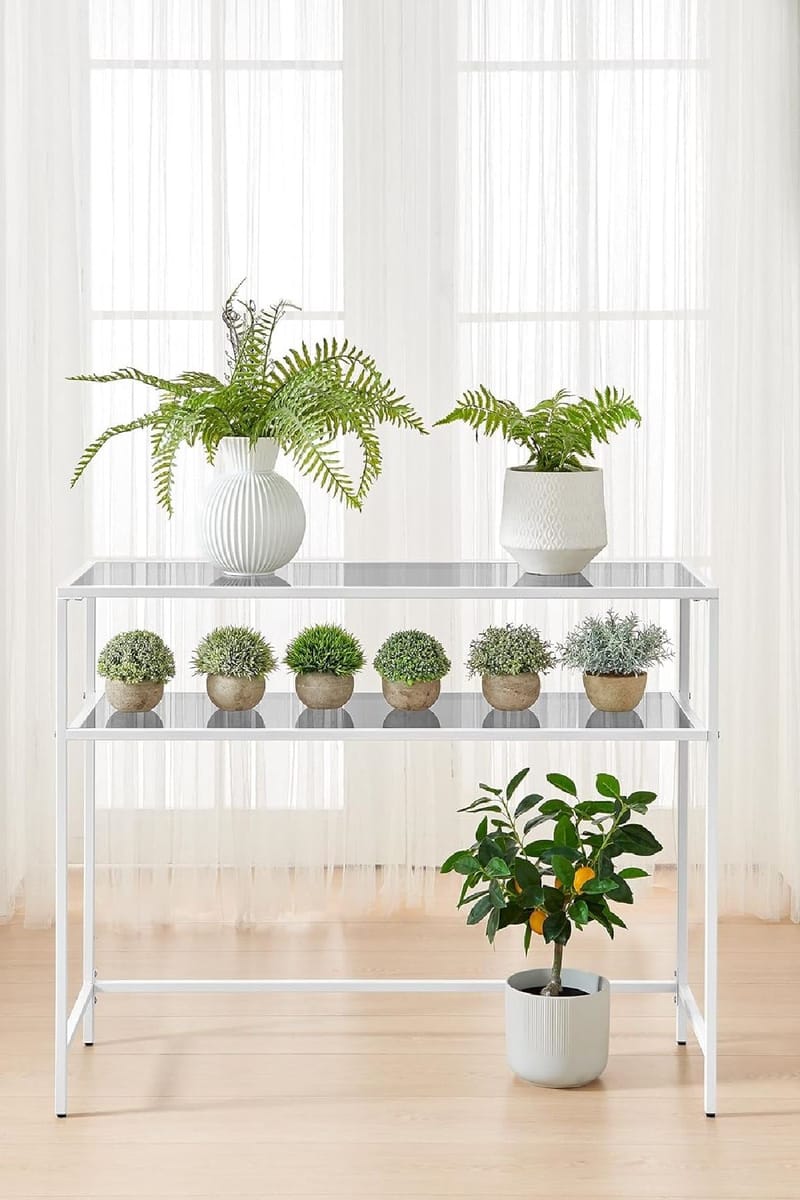 Rovena Lipasto 90 cm - Valkoinen ja läpinäkyvä - Huonekalut - Pöytä & ruokailuryhmä - Apupöytä & sivupöytä - Eteispöytä