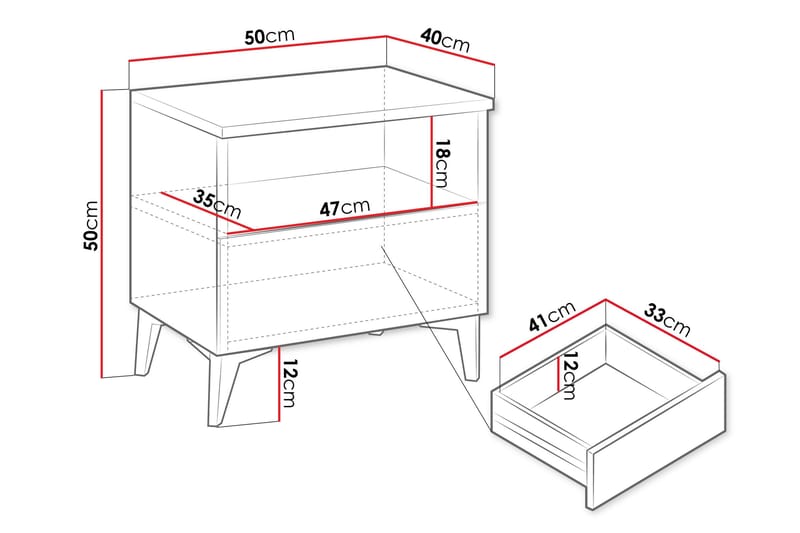 Royston Yöpöytä 50 cm - Beige - Huonekalut - Pöytä & ruokailuryhmä - Apupöytä & sivupöytä - Yöpöytä