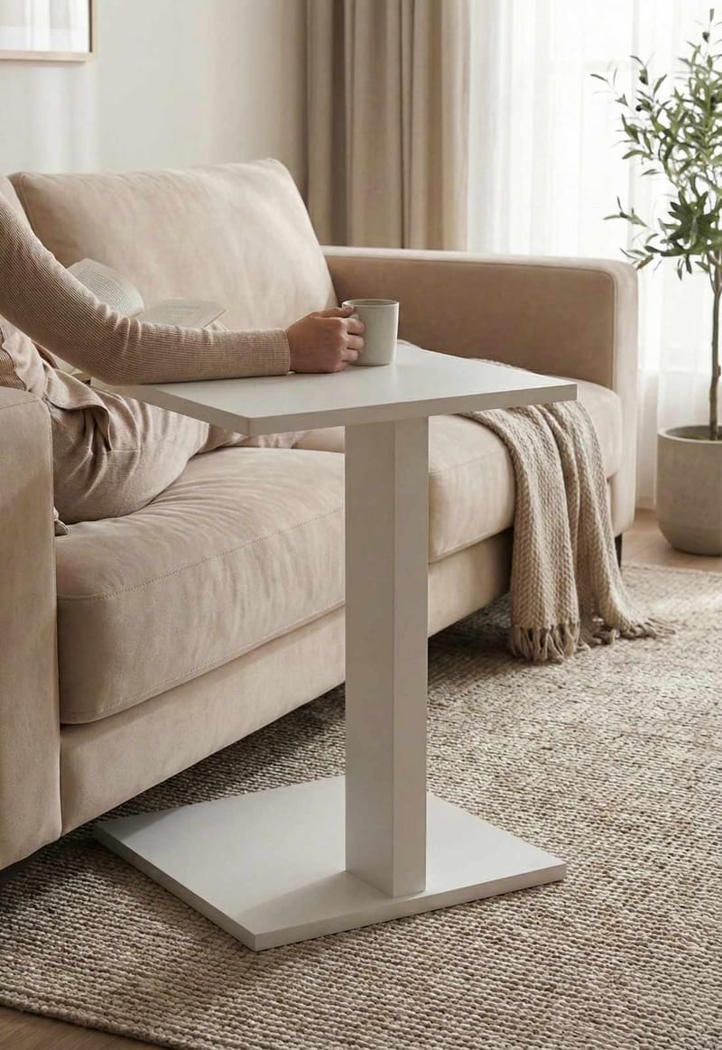 Rumira Sivupöytä 35 cm - Valkoinen - Huonekalut - Pöytä & ruokailuryhmä - Apupöytä & sivupöytä - Jalustapöytä & pylväspöytä