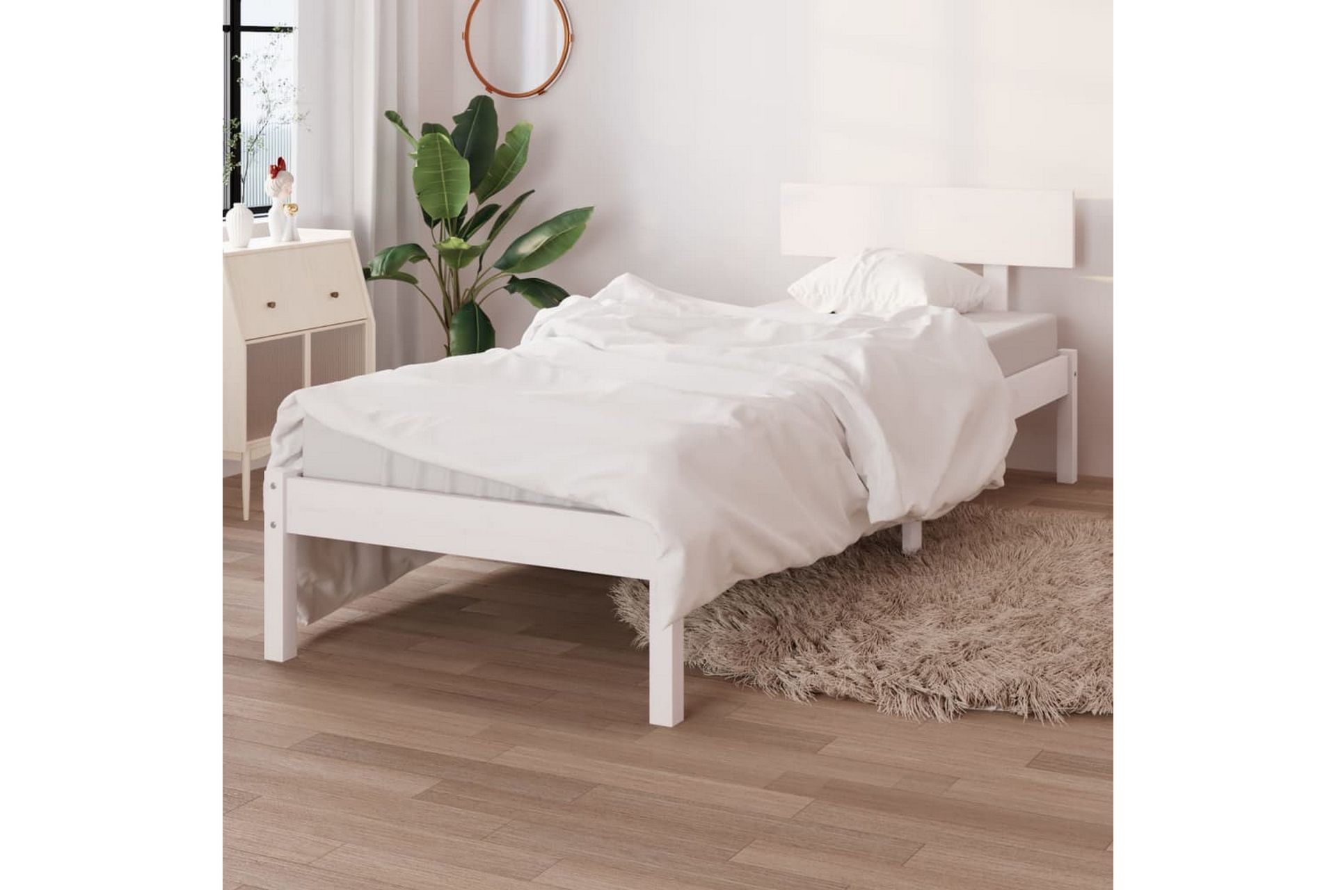 Sängynrunko valkoinen täysi mänty 75x190 cm UK Small Single - Valkoinen - Huonekalut - Pöytä & ruokailuryhmä - Apupöytä & sivupöytä - Yöpöytä