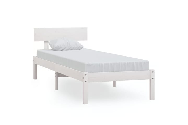 Sängynrunko valkoinen täysi mänty 75x190 cm UK Small Single - Valkoinen - Yöpöytä