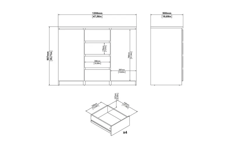 Salomns Senkki 120,8 cm - Musta - Säilytys - Säilytyskalusteet - Senkki