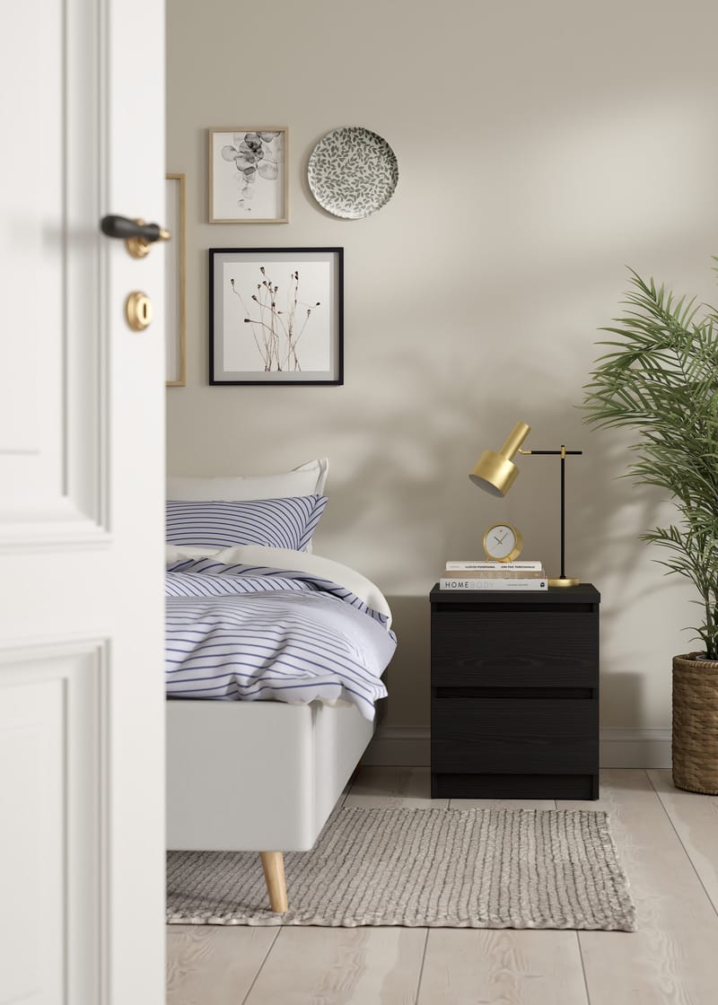 Salomns yöpöytä 2 laatikolla 40x50x50 cm - Huonekalut - Pöytä & ruokailuryhmä - Apupöytä & sivupöytä - Yöpöytä