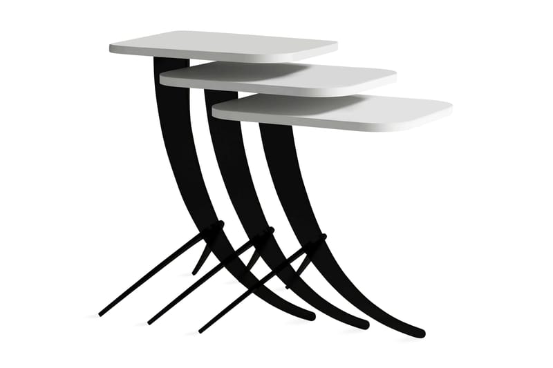 Sarjapöytä Amtorp 45 cm 3 pöytää, Valkoinen/Musta