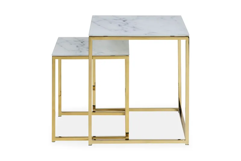 Sarjapöytä Alisma 45 cm Marmorikuvio 2 pöytää, Harmaa/Messinki