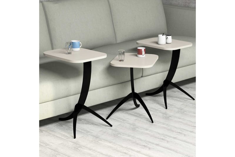 Sarjapöytä Amtorp 45 cm 3 pöytää - Valkoinen - Huonekalut - Pöytä & ruokailuryhmä - Apupöytä & sivupöytä - Sarjapöytä