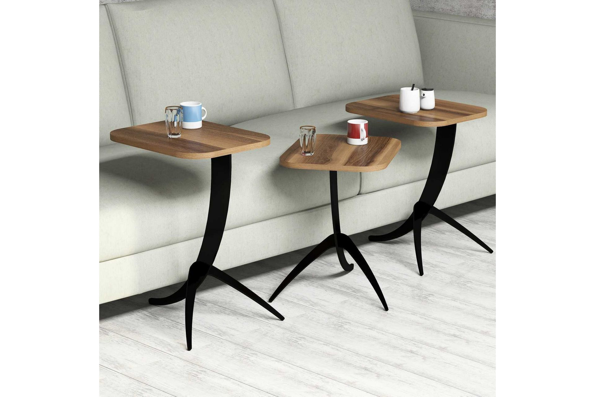 Sarjapöytä Amtorp 45 cm 3 pöytää - Tummanruskea - Huonekalut - Pöytä & ruokailuryhmä - Apupöytä & sivupöytä - Sarjapöytä