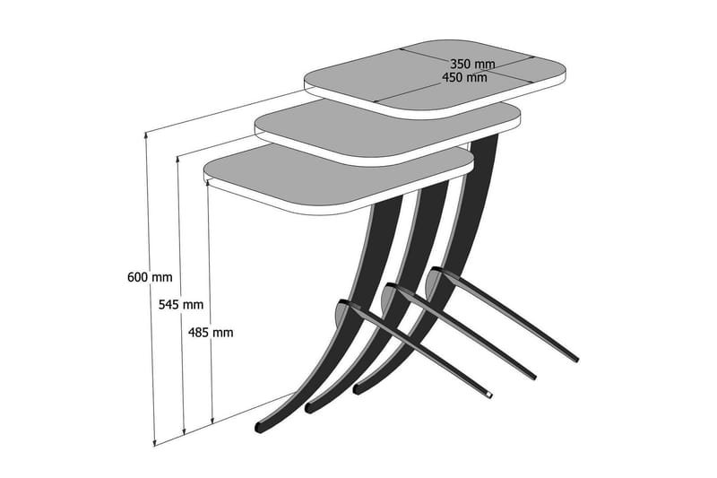 Sarjapöytä Amtorp 45 cm 3 pöytää - Tummanruskea - Sarjapöytä - Sohvapöytä