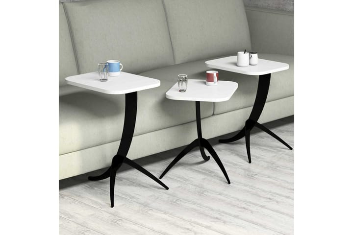 Sarjapöytä Amtorp 45 cm 3 pöytää - Valkoinen/Musta - Sarjapöytä - Sohvapöytä