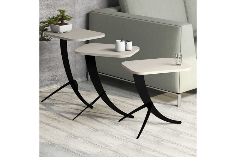 Sarjapöytä Amtorp 45 cm 3 pöytää - Valkoinen - Huonekalut - Pöytä & ruokailuryhmä - Apupöytä & sivupöytä - Sarjapöytä
