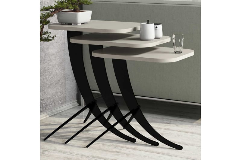 Sarjapöytä Amtorp 45 cm 3 pöytää - Valkoinen - Huonekalut - Pöytä & ruokailuryhmä - Apupöytä & sivupöytä - Sarjapöytä