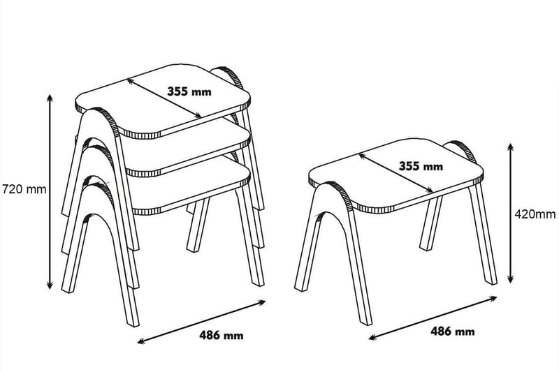 Sarjapöytä Amtorp 49 cm 3 pöytää - Ruskea - Sarjapöytä - Sohvapöytä